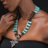 20"  Silver Meskel  Blue Drop Necklace - Image 3