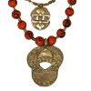 18" and 22" Double Orange Black Brass Necklace