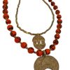 18" and 22" Double Orange Black Brass Necklace - Image 2