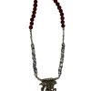 22" Red Grey Silver Necklace