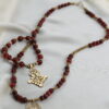 20" Red Glass Brass Necklace - Image 3