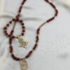 20" Red Glass Brass Necklace - Image 6