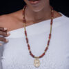 20" Red Glass Brass Necklace