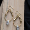 Single Tear Drop Glass  Brass Earrings